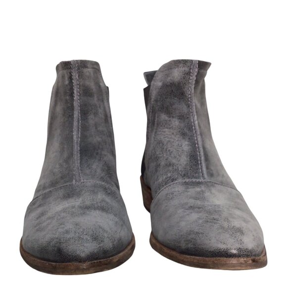 SIXTYSEVEN Anthropologie 39 Pull On Distressed Leather Ankle Boot Gored Low Heel - Picture 3 of 8